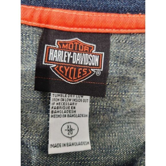 Harley Davidson Boys Denim Button Up Long Sleeve Logo Shirt Jacket, XL/20 - Picture 12 of 12